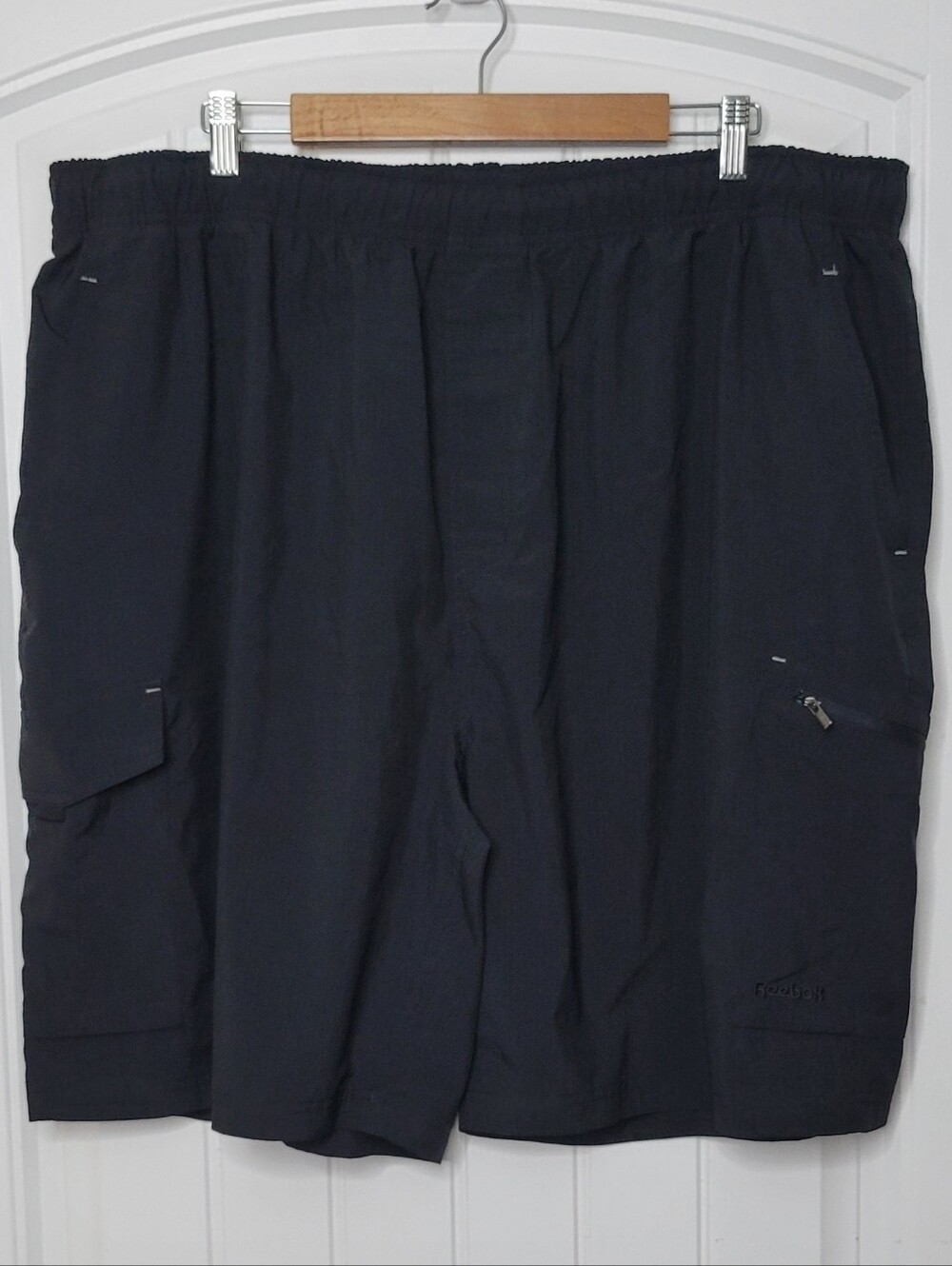 Reebok Men's Black Cargo Shorts with Elastic Waist